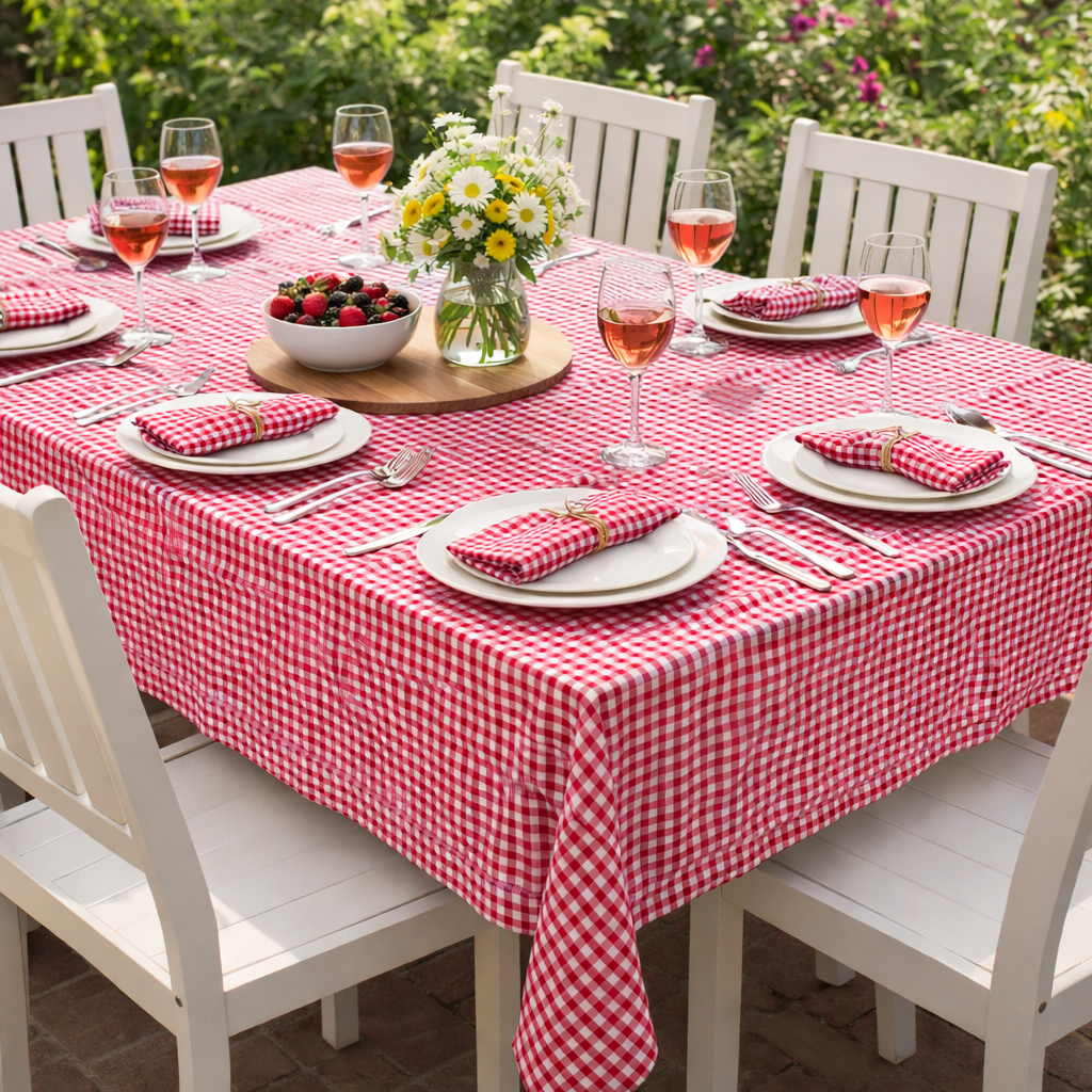 RANS Gingham Checked Tablecloths 5cm Hemming 100% Cotton