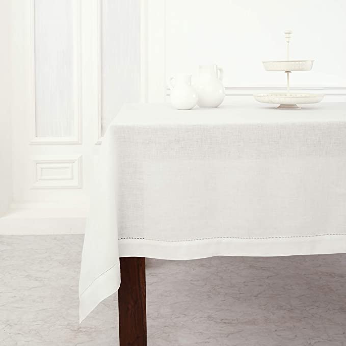 WHITE - RANS Elegant Hemstitch Tablecloths 100% Cotton